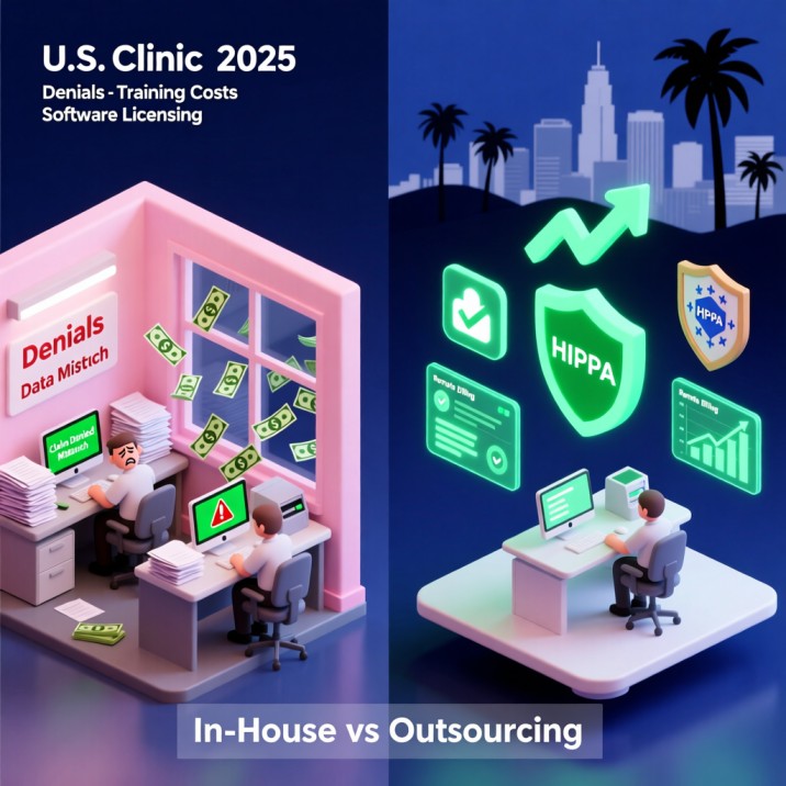 2025 comparison of in-house vs outsourced medical billing costs for U.S. clinics